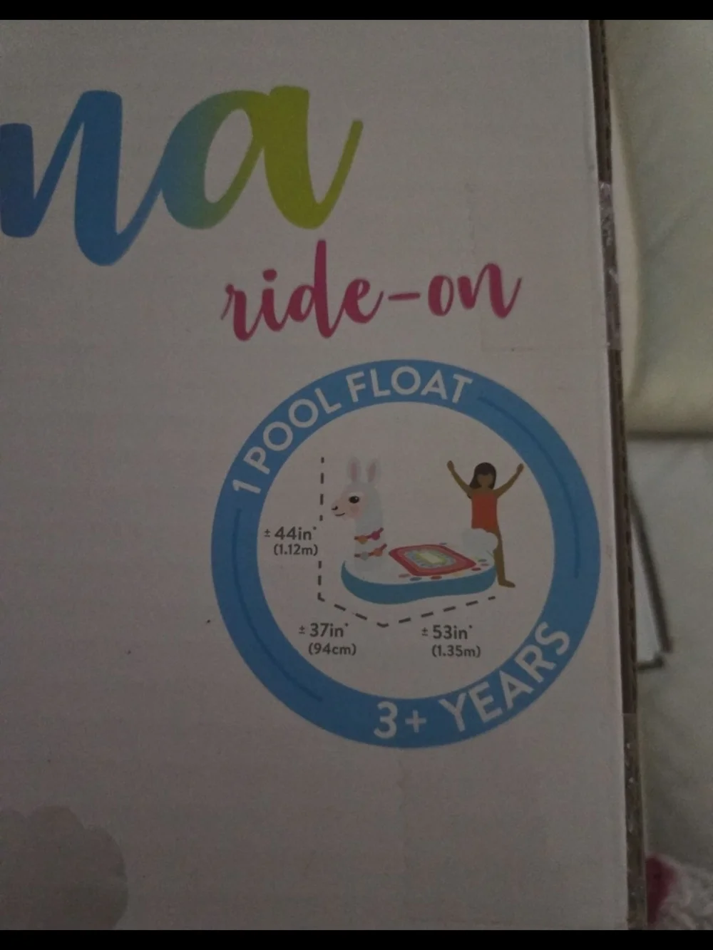 White Llama Inflatable Pool Float - Colorful Garland Design